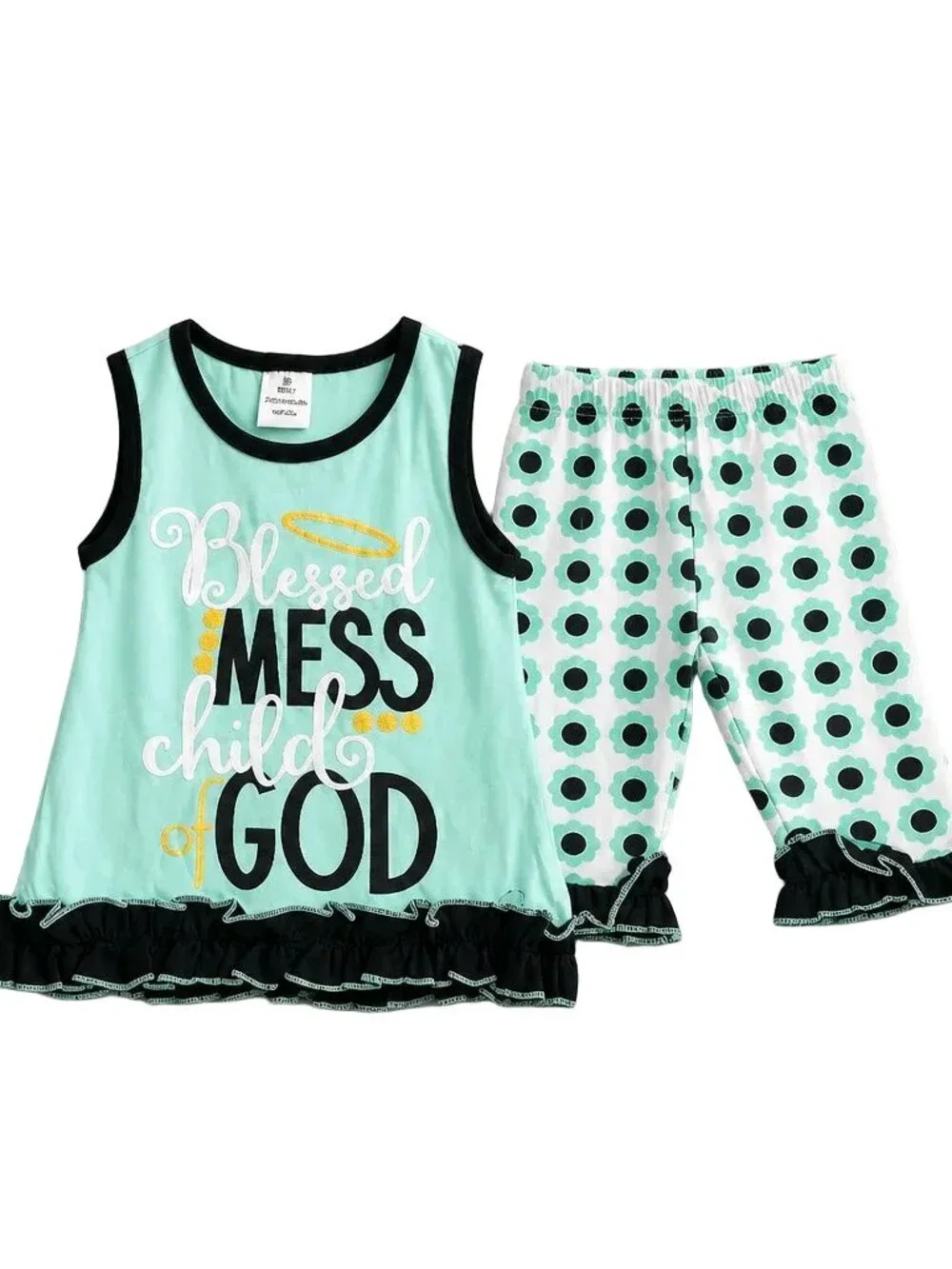 Blessed Mess Child of God Mint Color Two Piece Cotton Outift